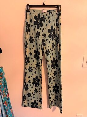 Blue Floral Boho Wide-Leg Pants